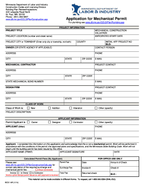 Minnesota Mechanical Permit Application
