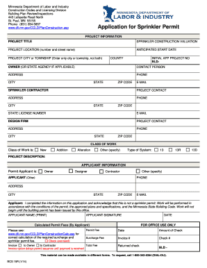 Minnesota Sprinkler Permit Application