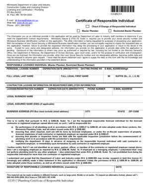 Minnesota Certificate of Responsible Individual