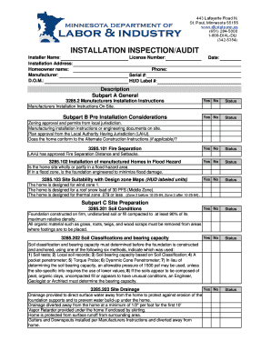 Manufactured Home Installation Inspection Form