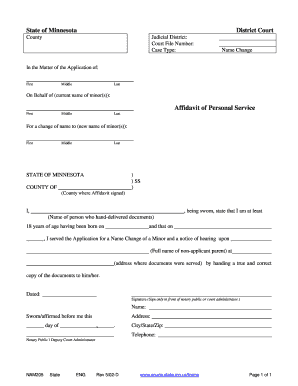 Minnesota Minor Name Change Affidavit