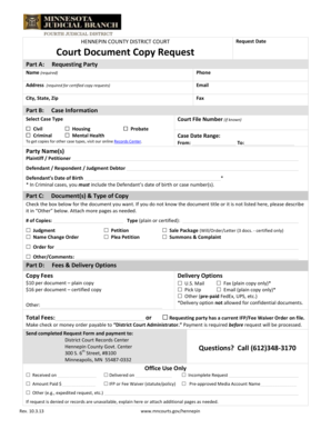 Hennepin County Court Document Copy Request