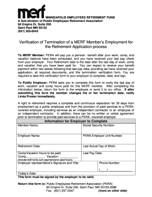 MERF Employment Termination Verification Form