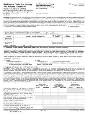 Residential Moving Expense Claim Form