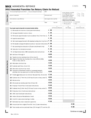 2013 Amended Franchise Tax Return