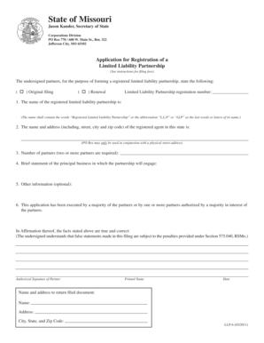 Missouri Limited Liability Partnership Registration