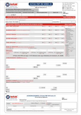 Kotak FMP 3M Series 33 Application Form