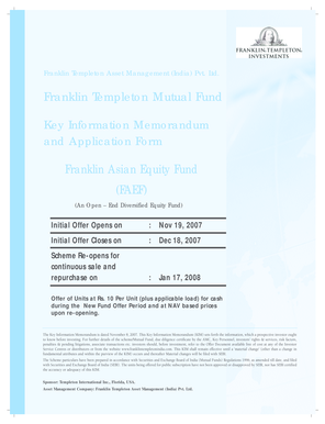 Franklin Asian Equity Fund Application Form