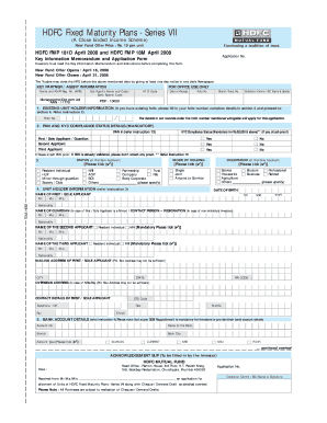 HDFC Fixed Maturity Plans Application Form