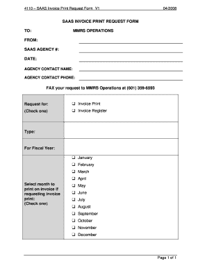 4110 SAAS Invoice Print Request Form - mmrs state ms