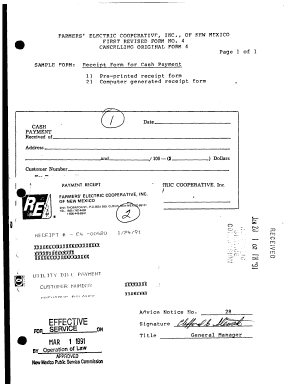 Farmers Electric Cooperative Receipt Form