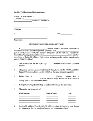 New Mexico Petition to Establish Parentage