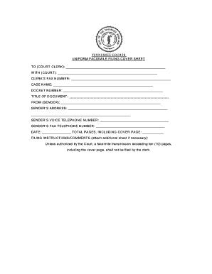 Tennessee Courts Facsimile Filing Cover Sheet