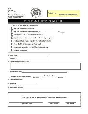 Utah Contract Cover Sheet