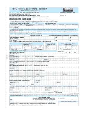 HDFC Fixed Maturity Plans Series IX Application Form