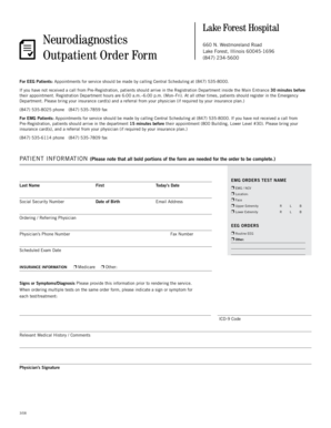 Neurodiagnostics Outpatient Order Form