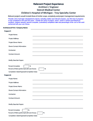 Architectural Project Experience Form