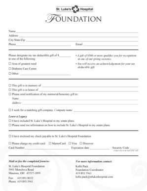 St. Luke’s Hospital Donation Form