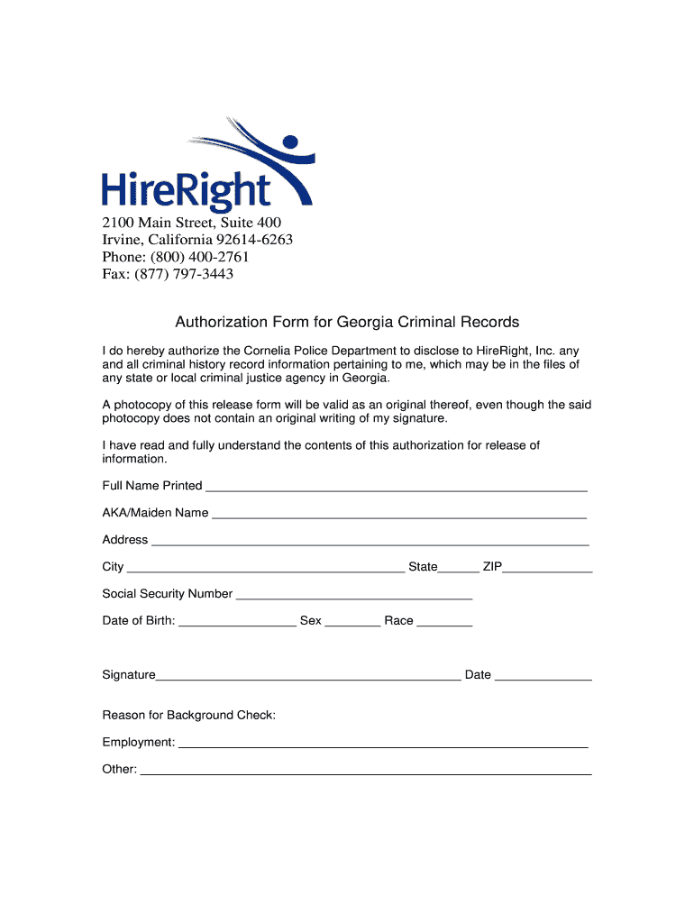 hireright form Preview on Page 1.