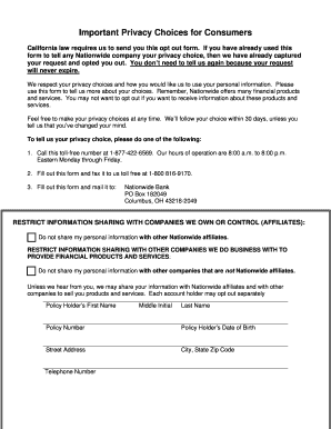 California Privacy Opt Out Form
