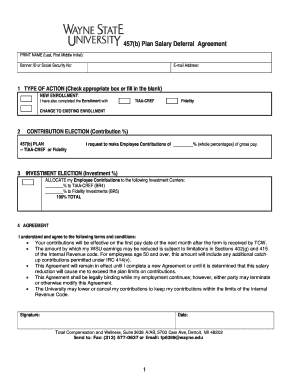457(b) Plan Salary Deferral Agreement