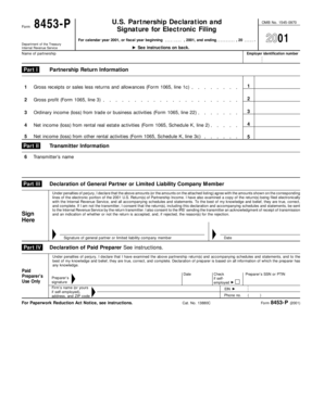 Form 8453-P Signature for Electronic Filing
