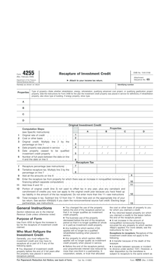 IRS Form 4255 Recapture of Investment Credit