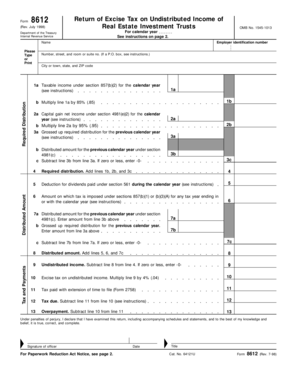 Form 8612 Excise Tax on Undistributed Income