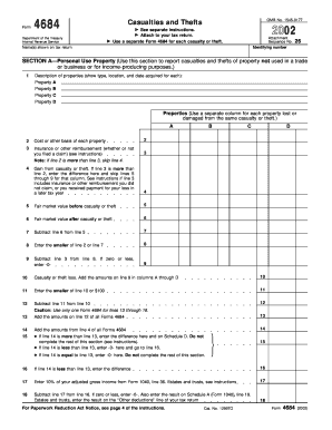 IRS Form 4684 Casualty and Theft