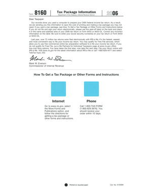 IRS Form 8160 Tax Package Information