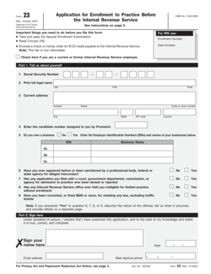 IRS Form 23 Application for Enrollment