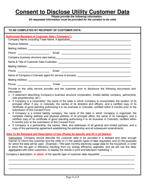 Consent to Disclose Utility Customer Data