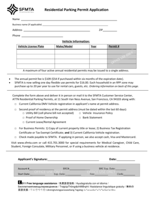 Residential Parking Permit Application