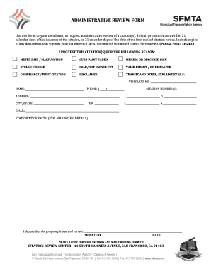 Administrative Review Form