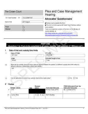 Crown Court Plea Case Management Form