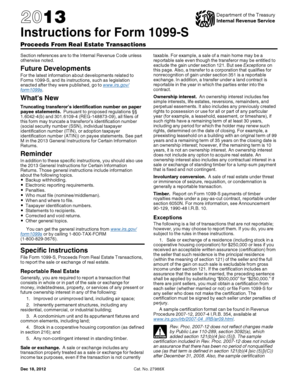 2013 IRS Form 1099-S Instructions
