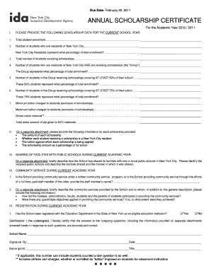 Annual Scholarship Certificate Annual Scholarship Certificate