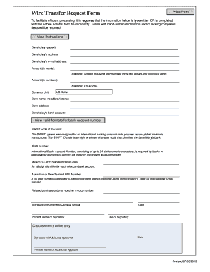 Wire Transfer Request Form