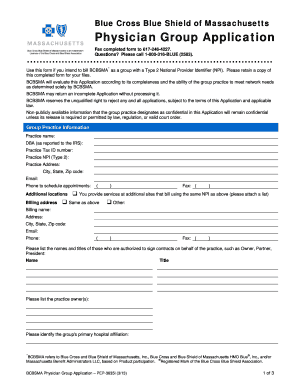 Blue Cross Blue Shield Physician Group Application