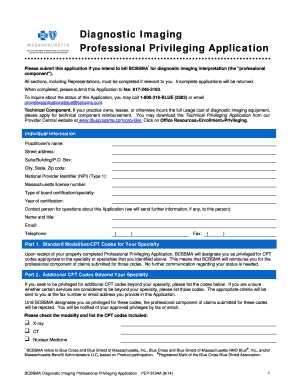 BCBSMA Diagnostic Imaging Professional Privileging Application