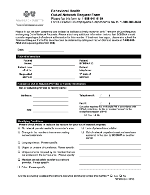 Behavioral Health Out-of-Network Request Form