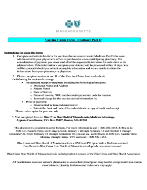 Vaccine Claim Form - Medicare Part D