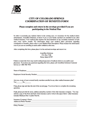 Colorado Springs Coordination of Benefits Form