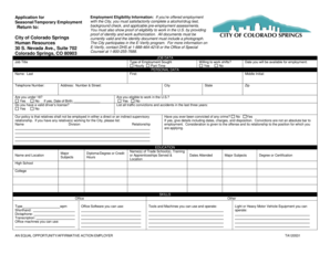 Colorado Springs Employment Eligibility Application
