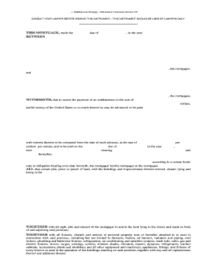 Building Loan Mortgage Agreement