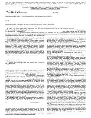 New York Condominium Unit Contract of Sale