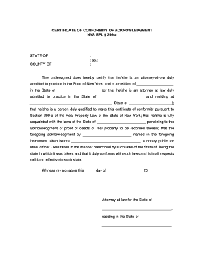 Certificate of Conformity of Acknowledgment