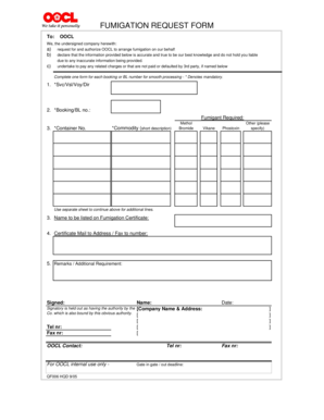Fumigation Request Form