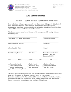 Fort Berthold Reservation General License