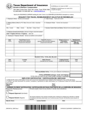 Texas Travel Reimbursement Form